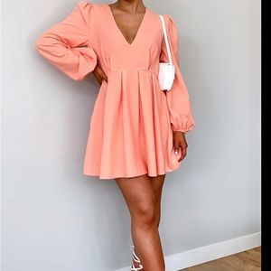 Peach Linen Skater Dress